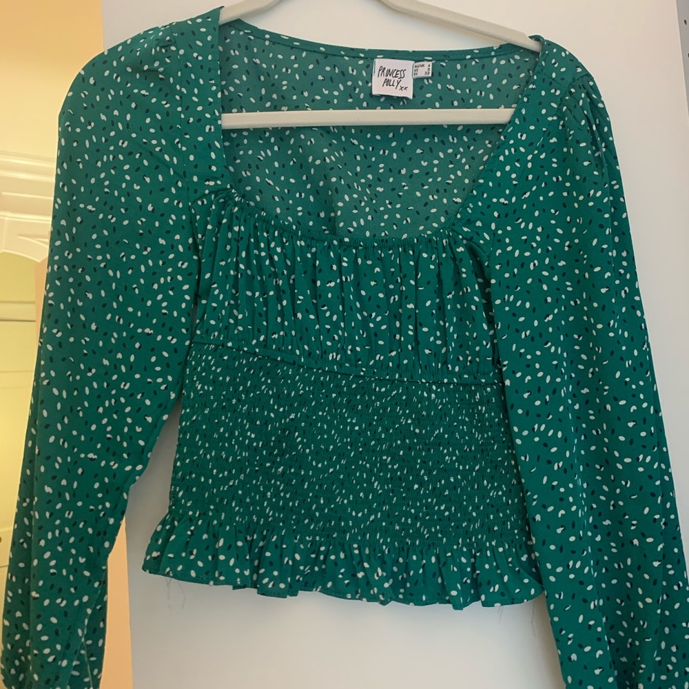 Princess Polly silky green blouse